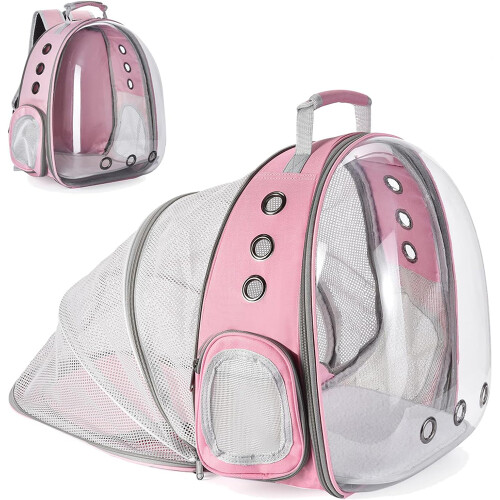 Ventilate Design Backpack, Adjustable Carrying Handle Durable Frame Panoramic View Transparent Space Capsule For Small Animals, Ergonomic Shoulder
