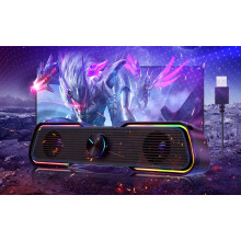 Compact desktopgeluidssysteem, Surge Clear stereoluidspreker met aanraakgevoelige LED-verlichting, voor binnen- en buitengebruik.