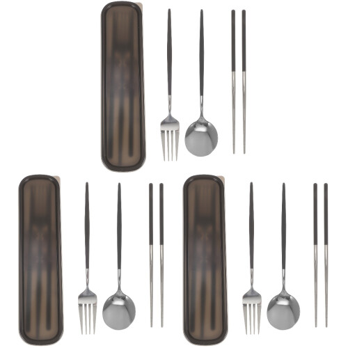 3Sets Lichtgewicht Zwart Camping Set Met Stokjes 1