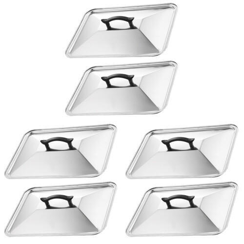 6St Rechthoekige Rvs Deksels Voor Voedsel Protector En Bbq 1