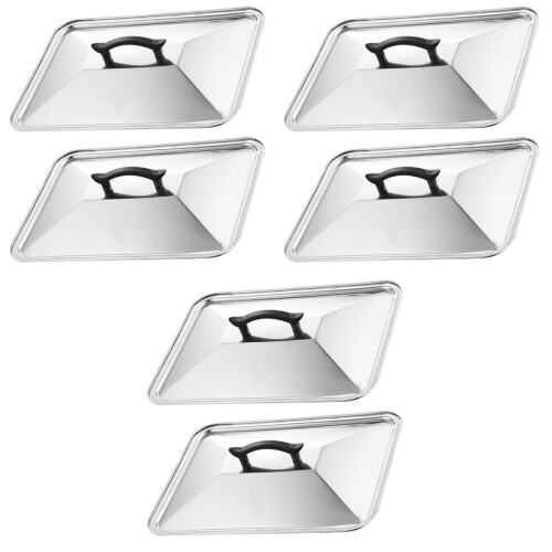 6St Rechthoekige Rvs Deksels Voor Voedsel Protector En Bbq 2