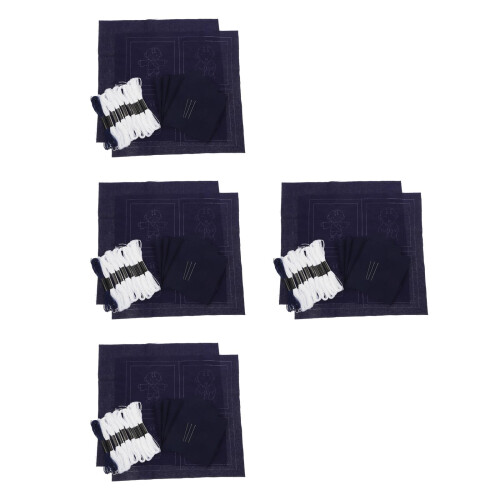 4Sets Handmade Blue Sashiko Coaster Kit DIY Traditional Sewing Set 1