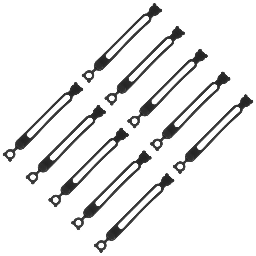 20Pcs Reusable Silicone Cable Ties Black Durable Cord Organizers 3593510873792
