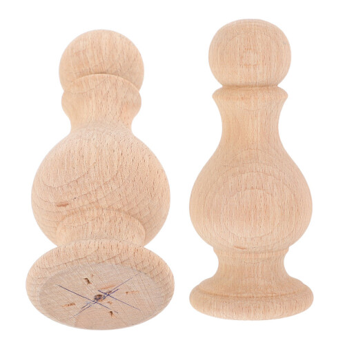 6Pcs Solid Wood Staircase Finials in Khaki for Elegant Home Decoration 2