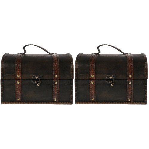 2Stk Holz Schmuckbox Desktop Organizer Retro 1