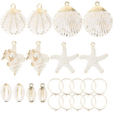 4Sets Muschel-Anhänger Weiß Für Schmuckherstellung Mit Seeigel-Design