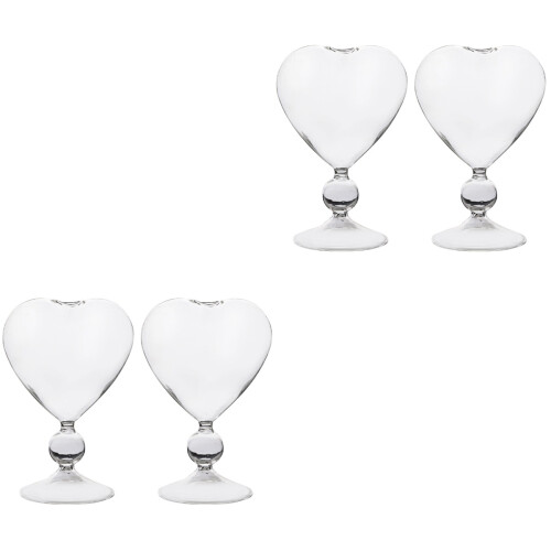 4Pcs Beautiful Transparent Heart-Shaped Cocktail Glass Cups for Party 2