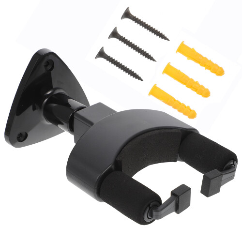 2Sets Stable Black Guitar Wall Hanger Metal Plastic Ukulele Rack 1