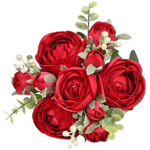 2Stk Rote Künstliche Blumenstrauß Hochzeit