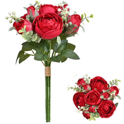 2Stk Rote Künstliche Blumenstrauß Hochzeit 1