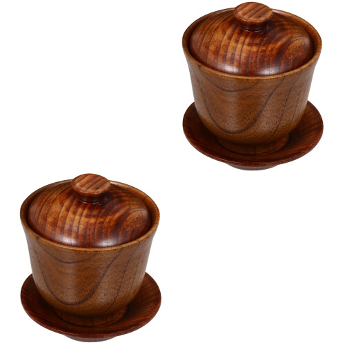 2Set Tazze Per Tè Creative in Marrone Con Coperchio Design 2