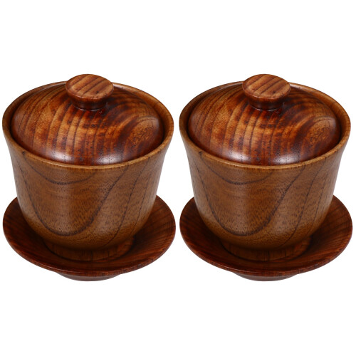 2Set Tazze Per Tè Creative in Marrone Con Coperchio Design 1