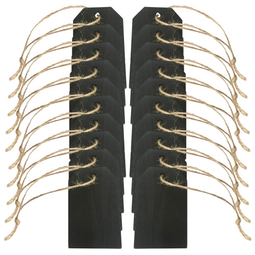 80Pz Etichette Legno Vintage Nero Con Per Moda E Regali 1