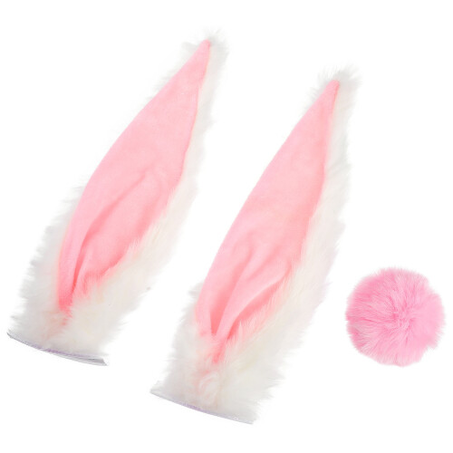 3Set Ornamenti Orecchie Coniglio Rosa in Morbido Tessuto 1