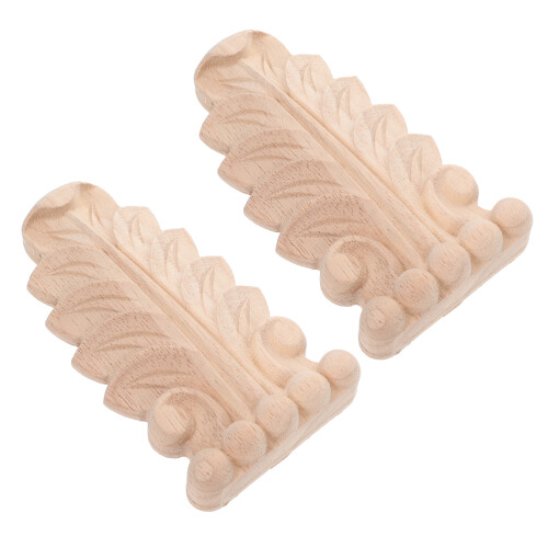 4Pz Applique Decorativi in Legno Beige Per Cornici Angolari E