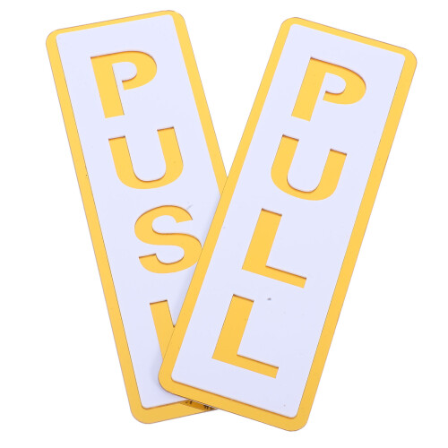 4Pz Push Pull Autoadesivi in Acrilico Oro Per Porte Ufficio