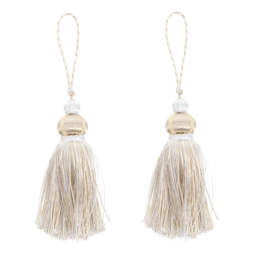 6Pz Ornamento Sospeso Con Nappe Beige, Accessorio 1