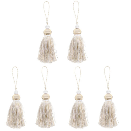6Pz Ornamento Sospeso Con Nappe Beige, Accessorio 2