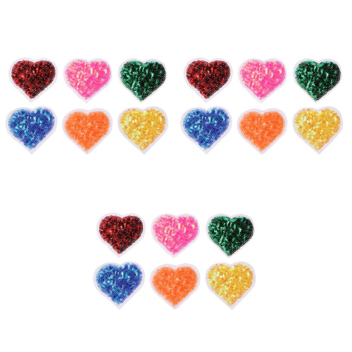 18Pz Patch Cuore Con Paillettes Per Camicie Borse E Progetti DIY 2