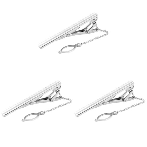 3Pz Fermacravatta in Metallo Argento, Clip Resistenti Per Cravatte 1