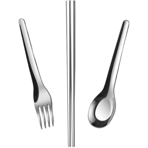 2Conjuntos Utensílios Portáteis De Aço Para Bebê Com Estojo E Colher 1