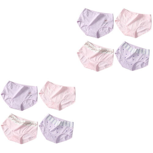 8Pcs Cotton Student Underpants Assorted Color Soft Breathable Briefs 2