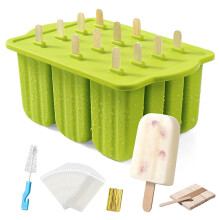 Silicone Popsicle Molds 12 Cavities, BPA-Free Popsicle Mold Set Food Grade Material Easy to Remove Ice Pop Maker with Soft Lid, Dishwasher Safe Ice