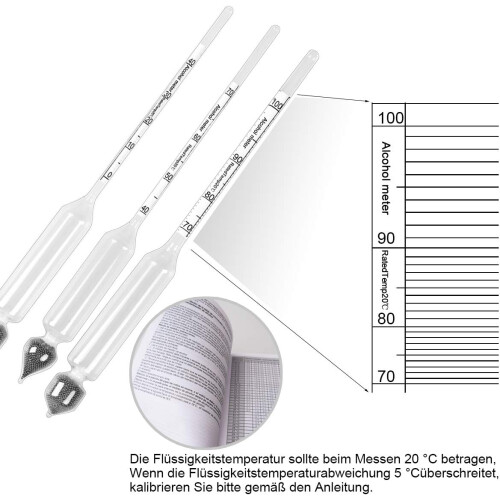 Hydrometer Kit for Precise Alcohol Testing, High Alcohol Content Measurement, Dual Scale Hydrometer with Temperature Calibration, Suitable for Home 2