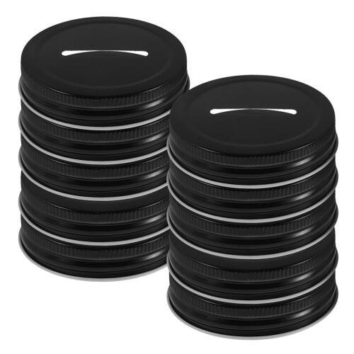 48Stk Schwarze Einmachglas Deckel Mit Münzschlitz Aus Metall