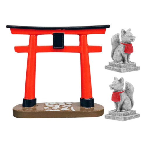 3Sets Resin Torii Aquarium Landschaft Ornament Bunt