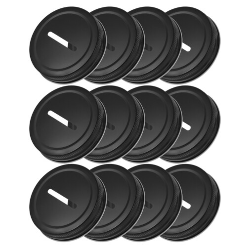 48Stk Schwarze Einmachglas Deckel Mit Münzschlitz Aus Metall 2