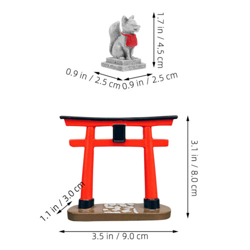 3Sets Resin Torii Aquarium Landschaft Ornament Bunt 2