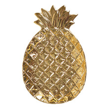 4Stk Goldfarbene Keramik Snackplatte Ananasform Leicht