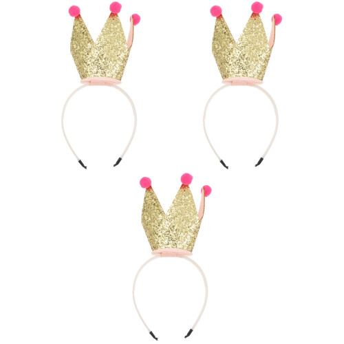 3Stk Glitzer Haarband Kinder Party Haaraccessoire Gold 2