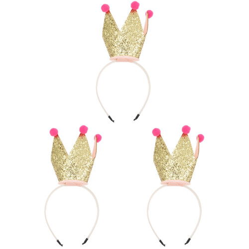 3Stk Glitzer Haarband Kinder Party Haaraccessoire Gold 1