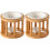 2St Khaki Keramische Tealight Houder Met Bambus Handvat 4