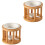 2St Khaki Keramische Tealight Houder Met Bambus Handvat 5