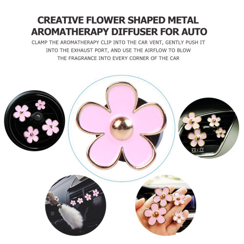 4Stk Auto Duftclip Eisen Aromatherapie Diffuser Blumenform Pink 2