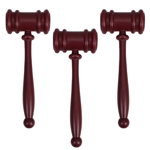 6St Lichtgewicht Donkerrood Plastic Mini Gavel Voor Advocaat