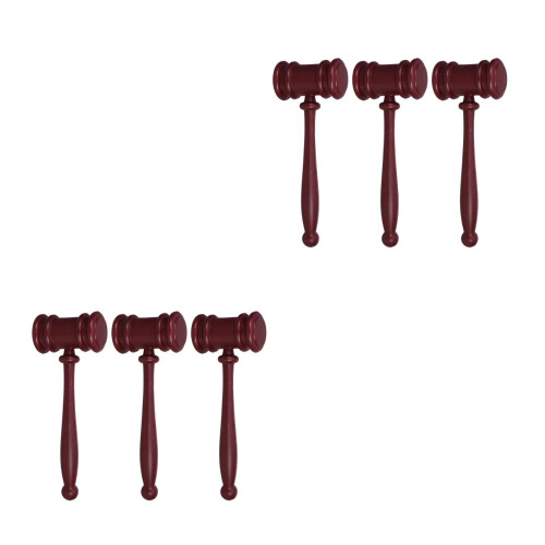 6St Lichtgewicht Donkerrood Plastic Mini Gavel Voor Advocaat 2