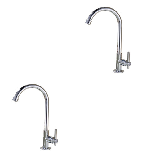 2Pz Rubinetto Acqua Verticale Argento Moderno Per Lavabo Cucina 2