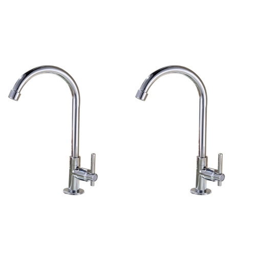 2Pz Rubinetto Acqua Verticale Argento Moderno Per Lavabo Cucina 1