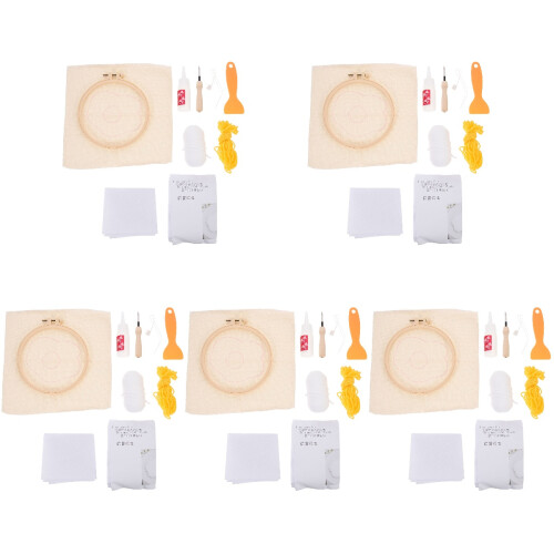 5Sets Coaster Punch Needle Kit Multi Kleurige Handwerk Materialen 1