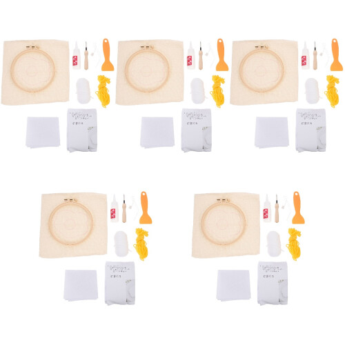 5Sets Coaster Punch Needle Kit Multi Kleurige Handwerk Materialen 2