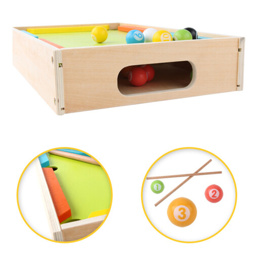 2Pz Tavolo Biliardo Mini Legno Assortito Gioco Interattivo Per 2