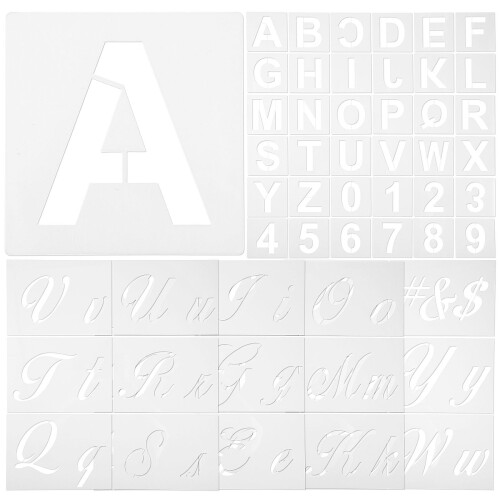 5Set Stencil Lettere E Numeri Trasparenti in Pet Bianco Per Fai Da Te