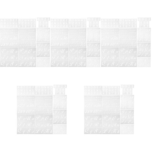 5Set Stencil Lettere E Numeri Trasparenti in Pet Bianco Per Fai Da Te 2
