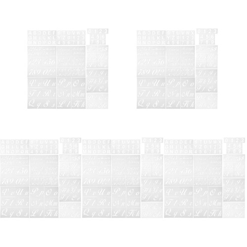 5Set Stencil Lettere E Numeri Trasparenti in Pet Bianco Per Fai Da Te 1