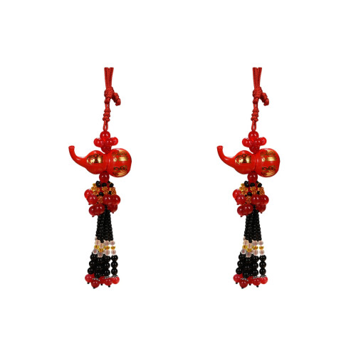 2Pz Auto Rosso Zucca Feng Shui Da Appendere Retrovisore 1