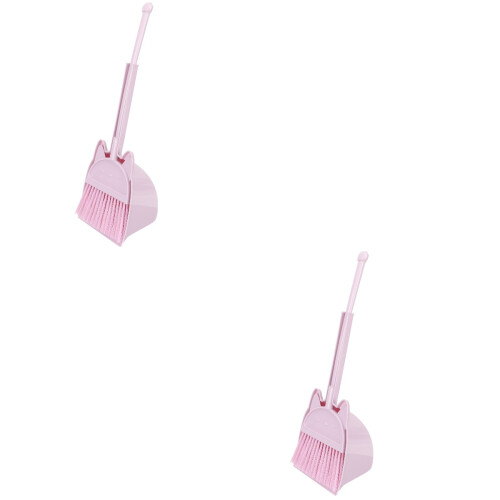 2Set Gioco Pulizia Bambini Scopa Paletta Rosa Materiale 2